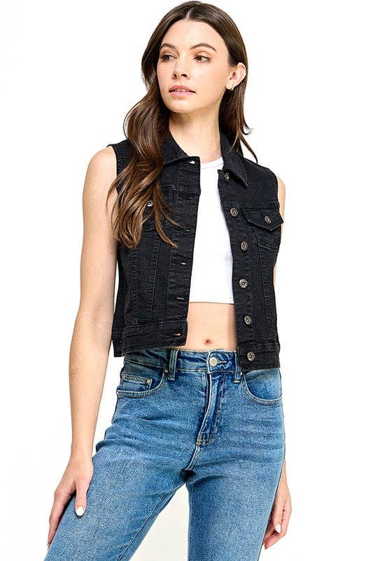 Luna-Ladies  Distressed  Denim Vest