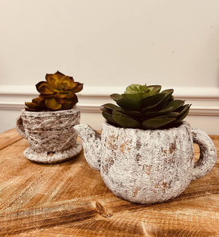 Cement Rustic Teapot Planter-Large