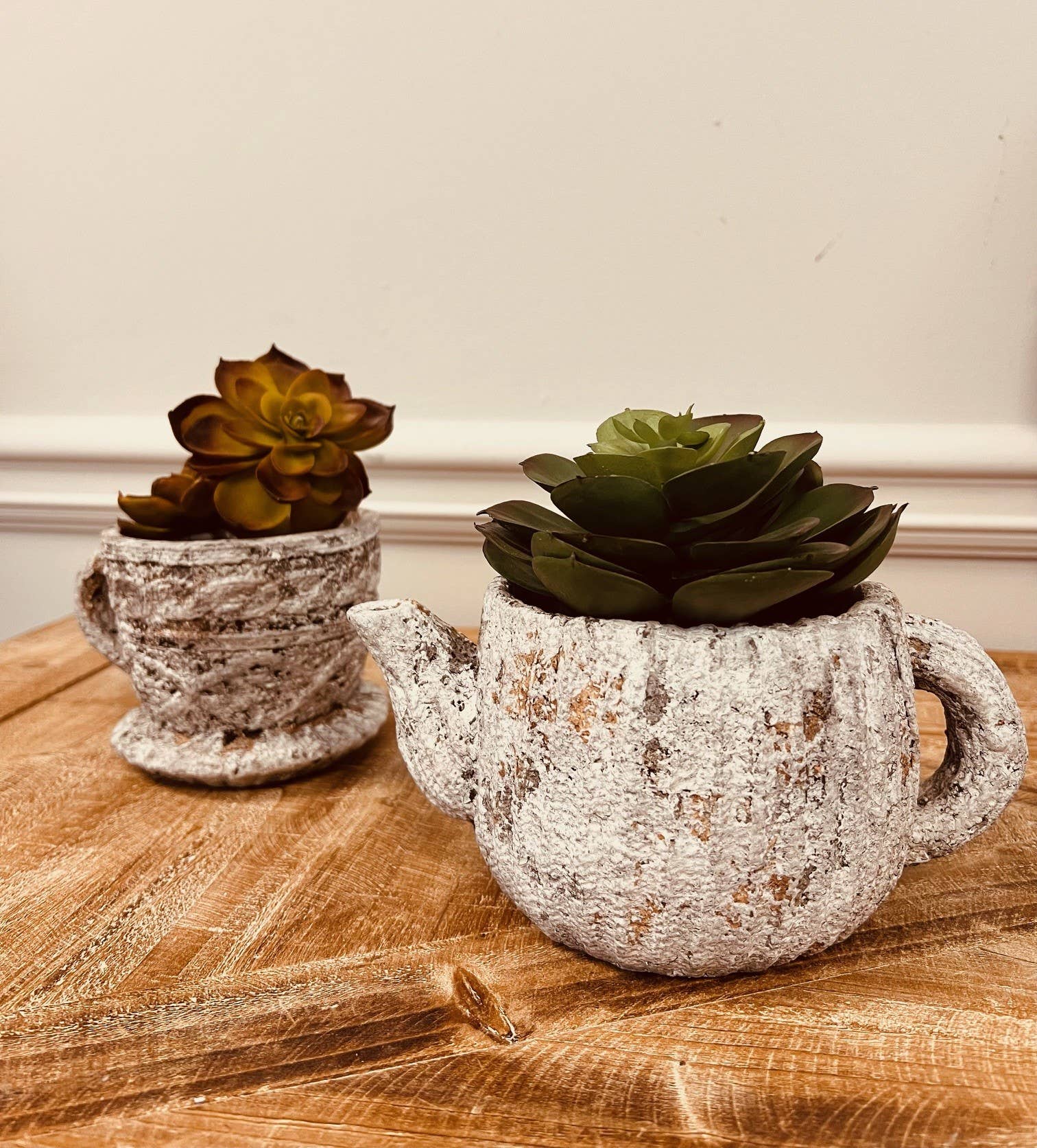Cement Rustic Teapot Planter-Large