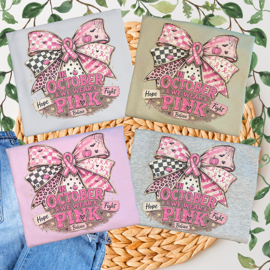 In October We Wear Pink Graphic T-shirt 