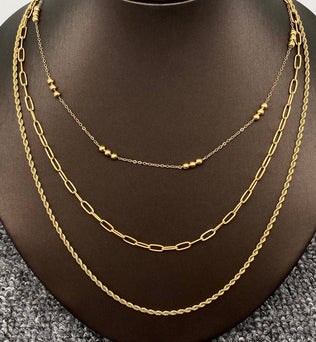 Sasha-18K Gold-plated Stainless Steel 3-layer Chain Necklace