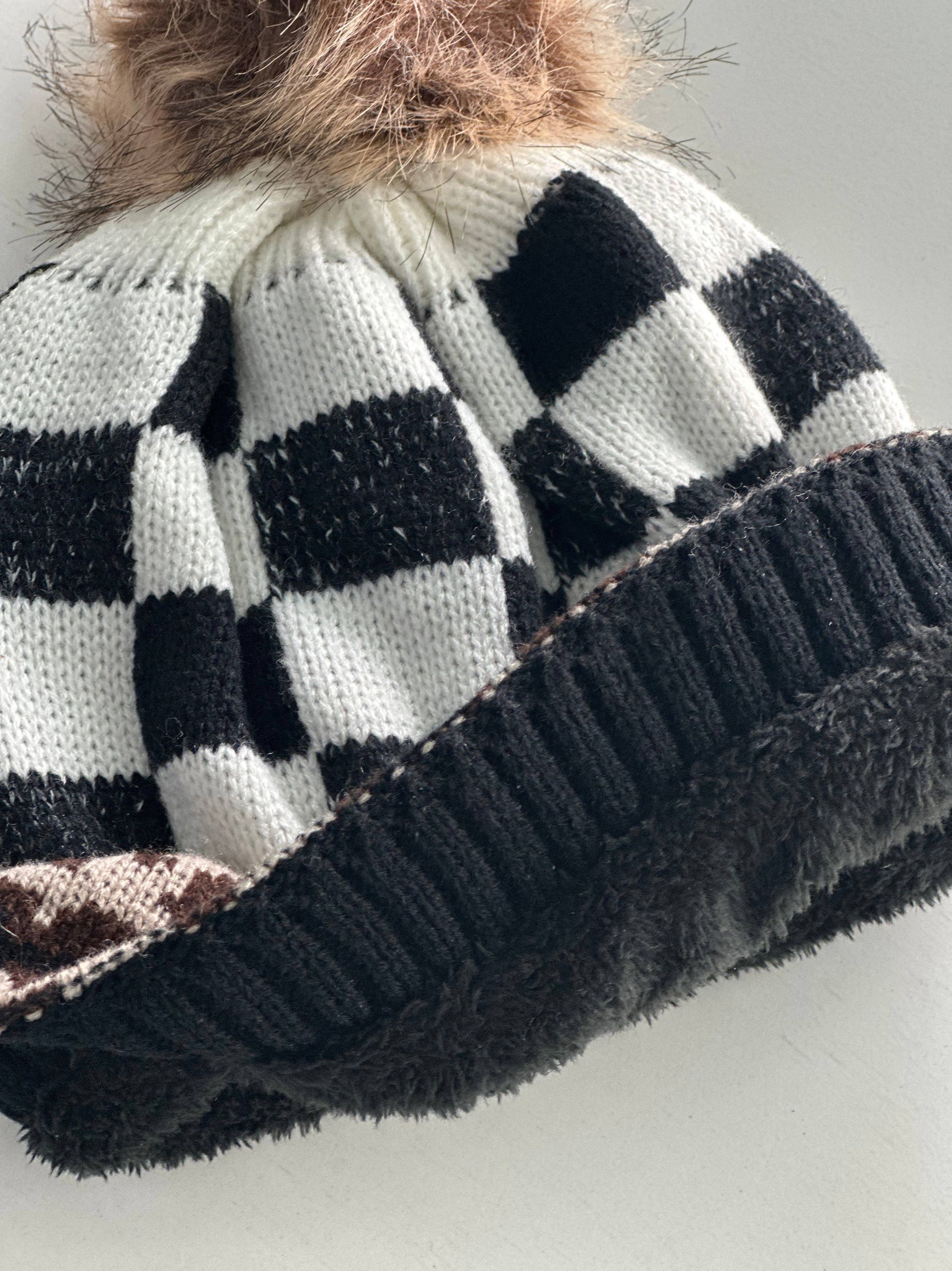 "Wildly Checkered" Pom Beanie