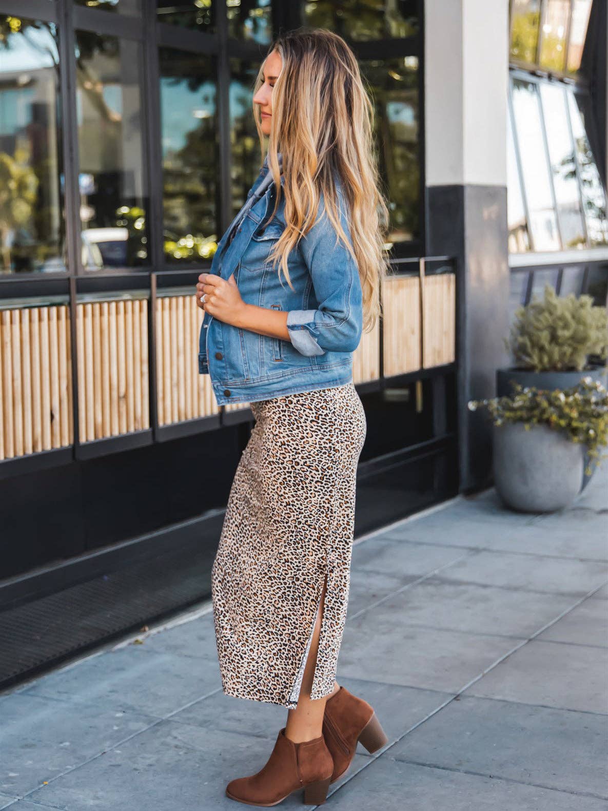 Polly Side Slit Cheetah skirt
