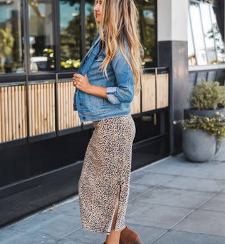 Polly Side Slit Cheetah skirt
