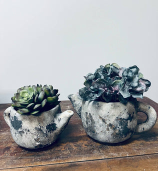Vagabond Vintage - Cement Rustic Teapot Succulent Planter: Small