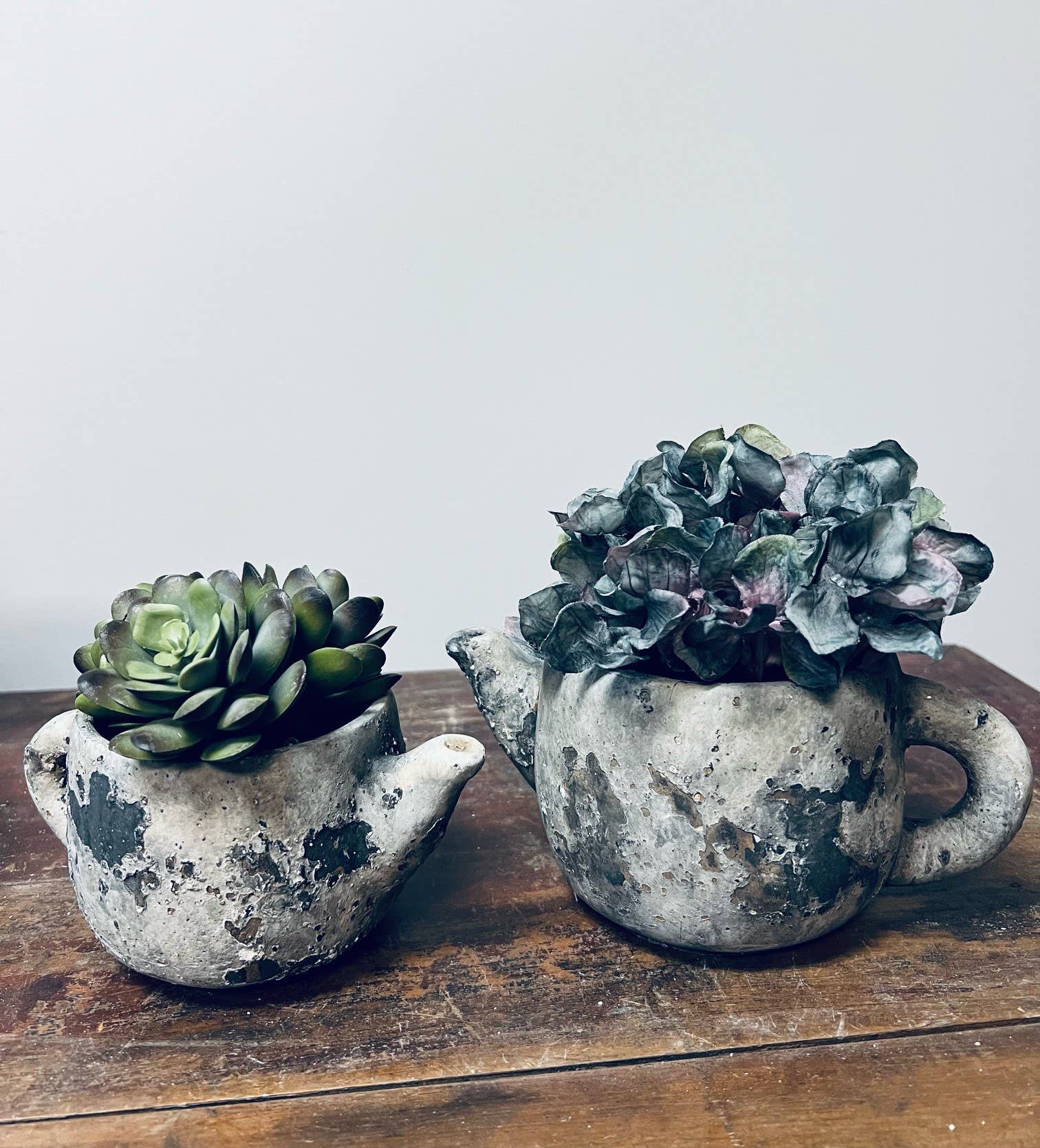 Vagabond Vintage - Cement Rustic Teapot Succulent Planter: Small