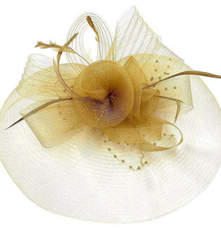 Peabody-Wide Organza hat with Flowers Feather Fascinator