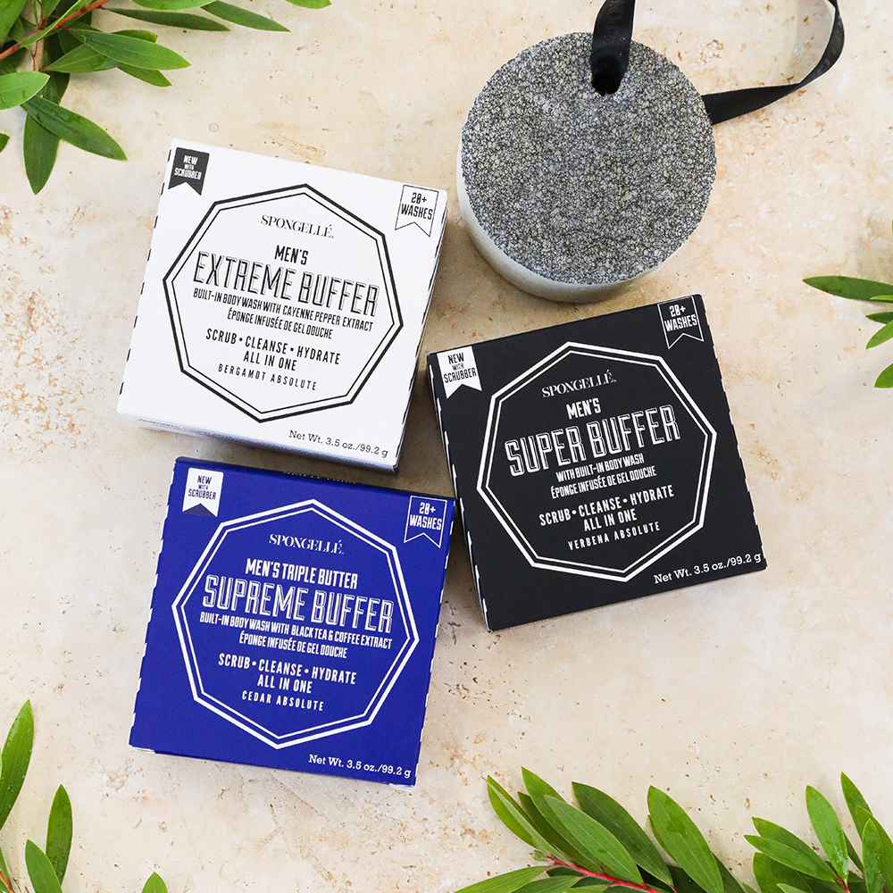 Spongelle- Men's Assorted Pack with Black Scrubber