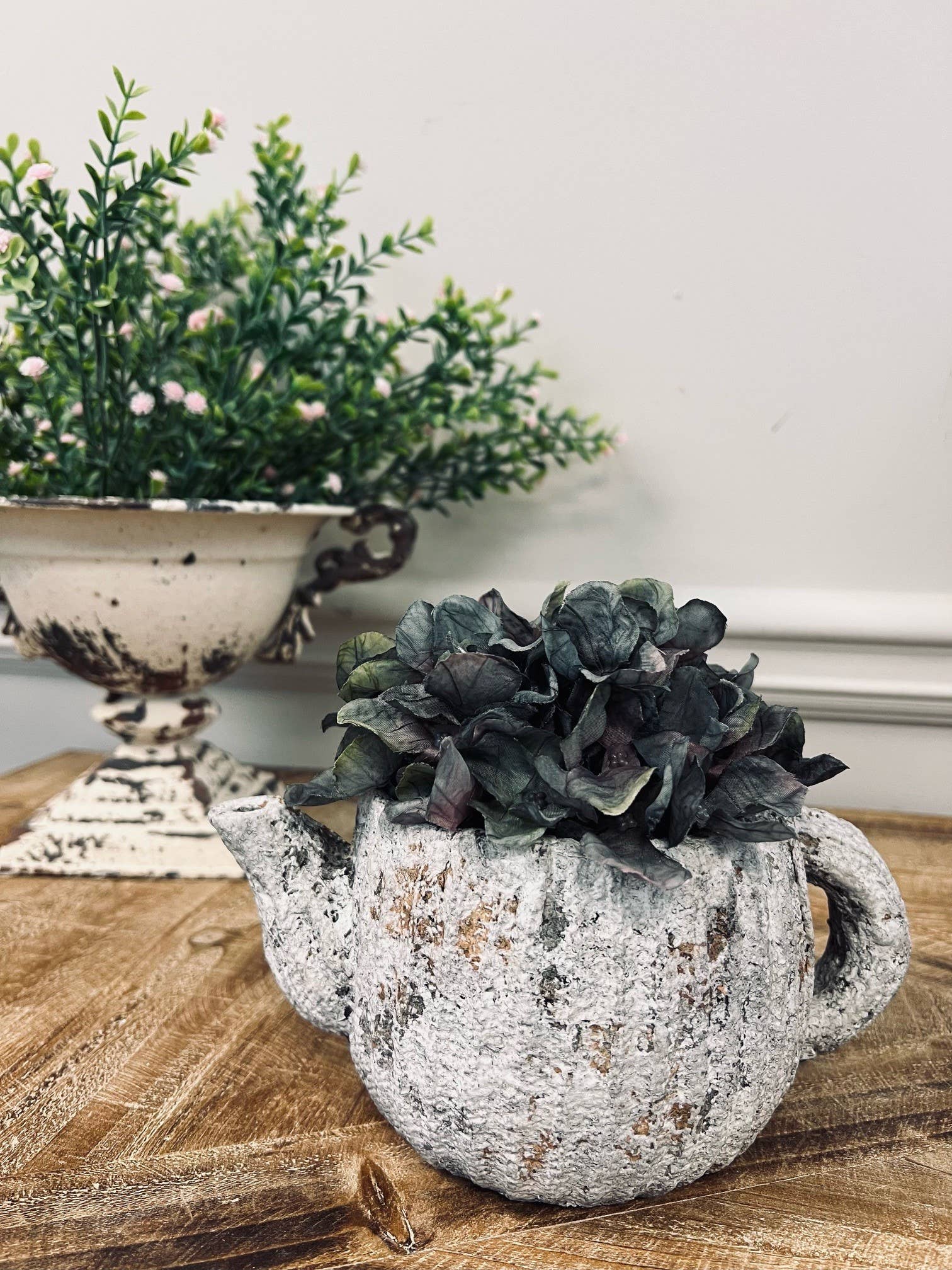 Cement Rustic Teapot Planter-Large