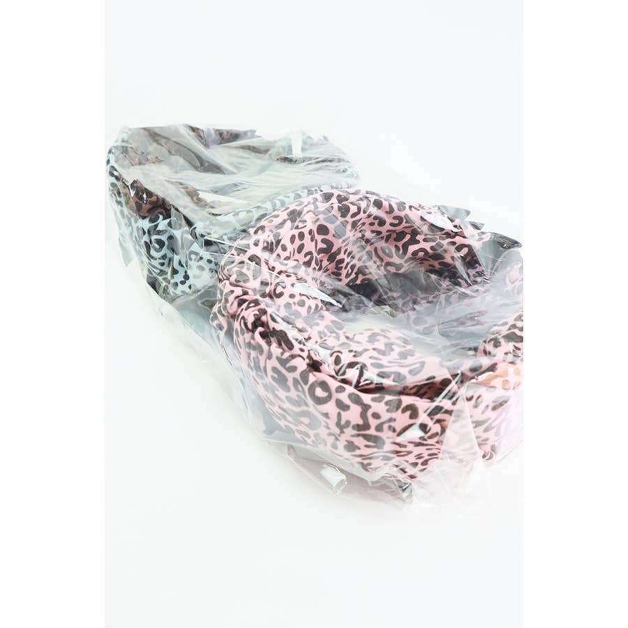 Betsy Wide Ruched Leopard Print Headband