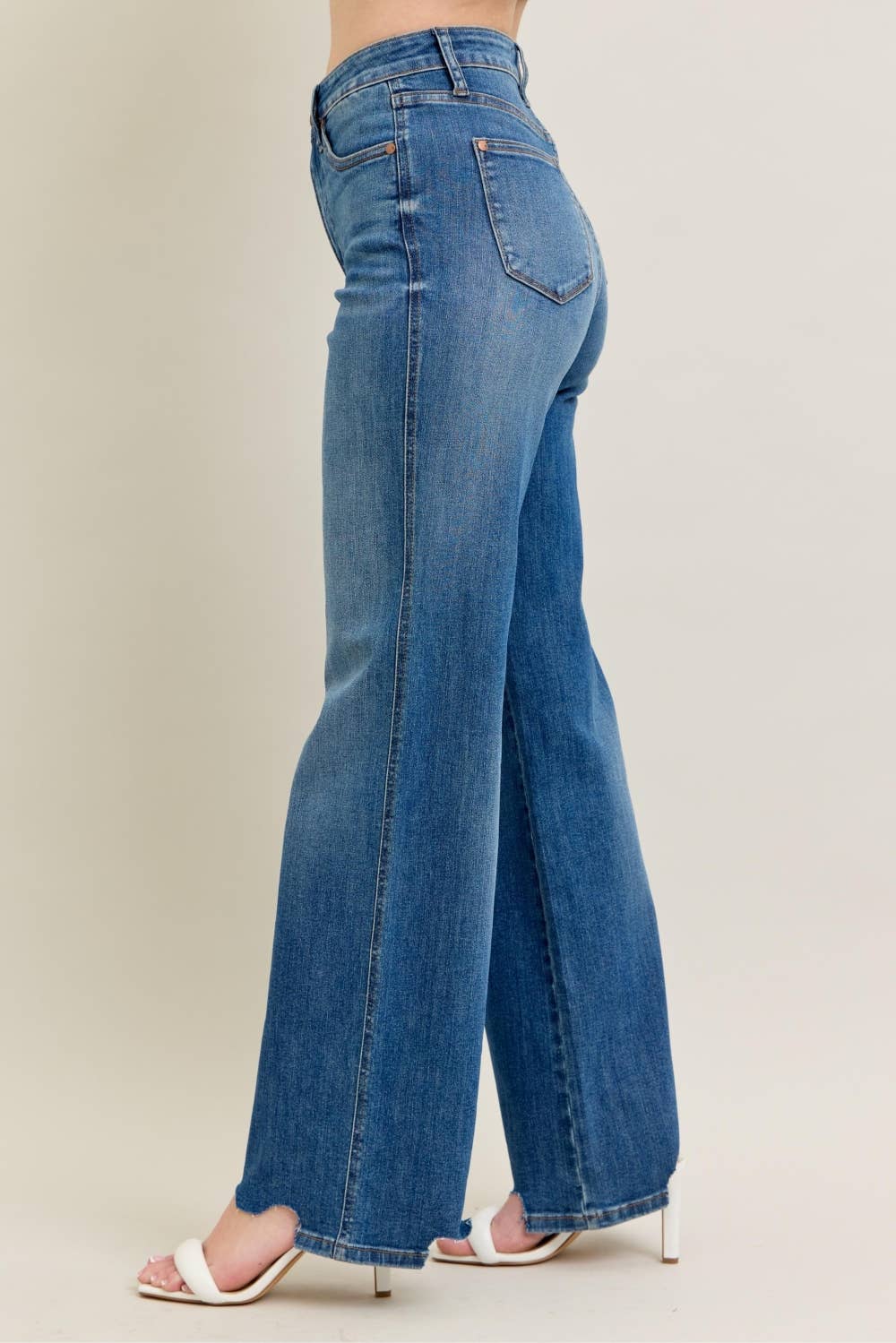 Maggie - HW Tummy Control Chew Hem Wide Leg