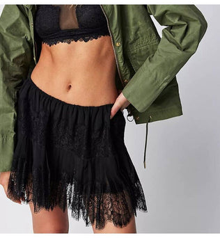 Nelly - High Waist Lace Mini Skirt With Irregular Hem