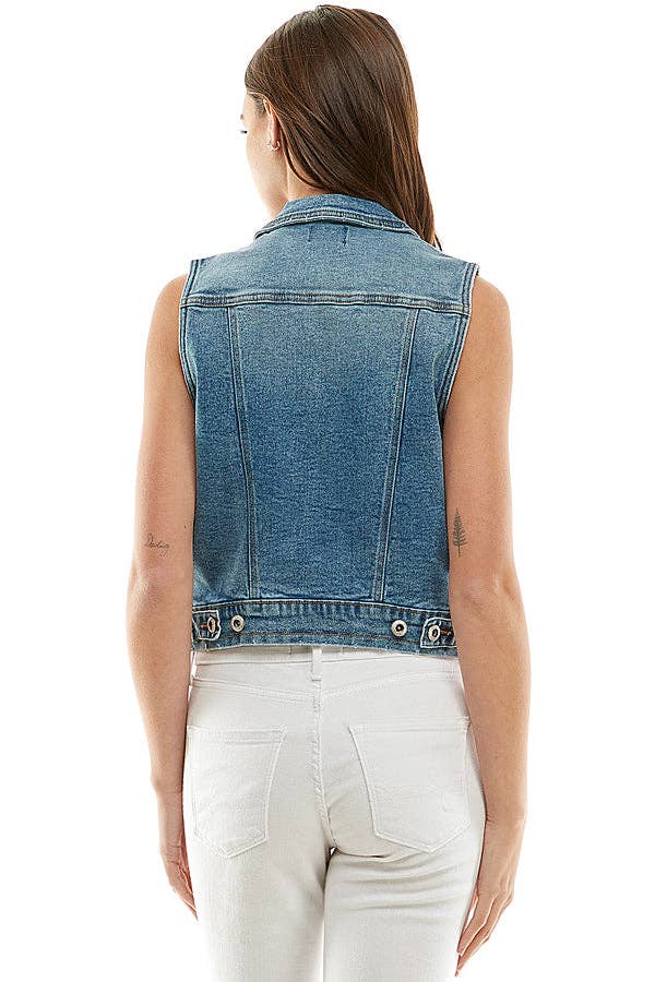 Luna-Ladies  Distressed  Denim Vest