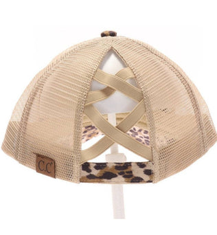 Leopard Criss-Cross High Pony Ball Cap