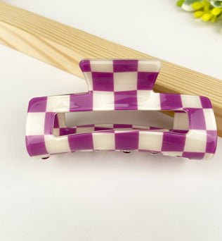 Checkered retro hair claw clip