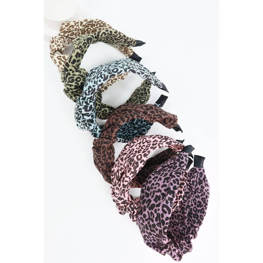 Betsy Wide Ruched Leopard Print Headband