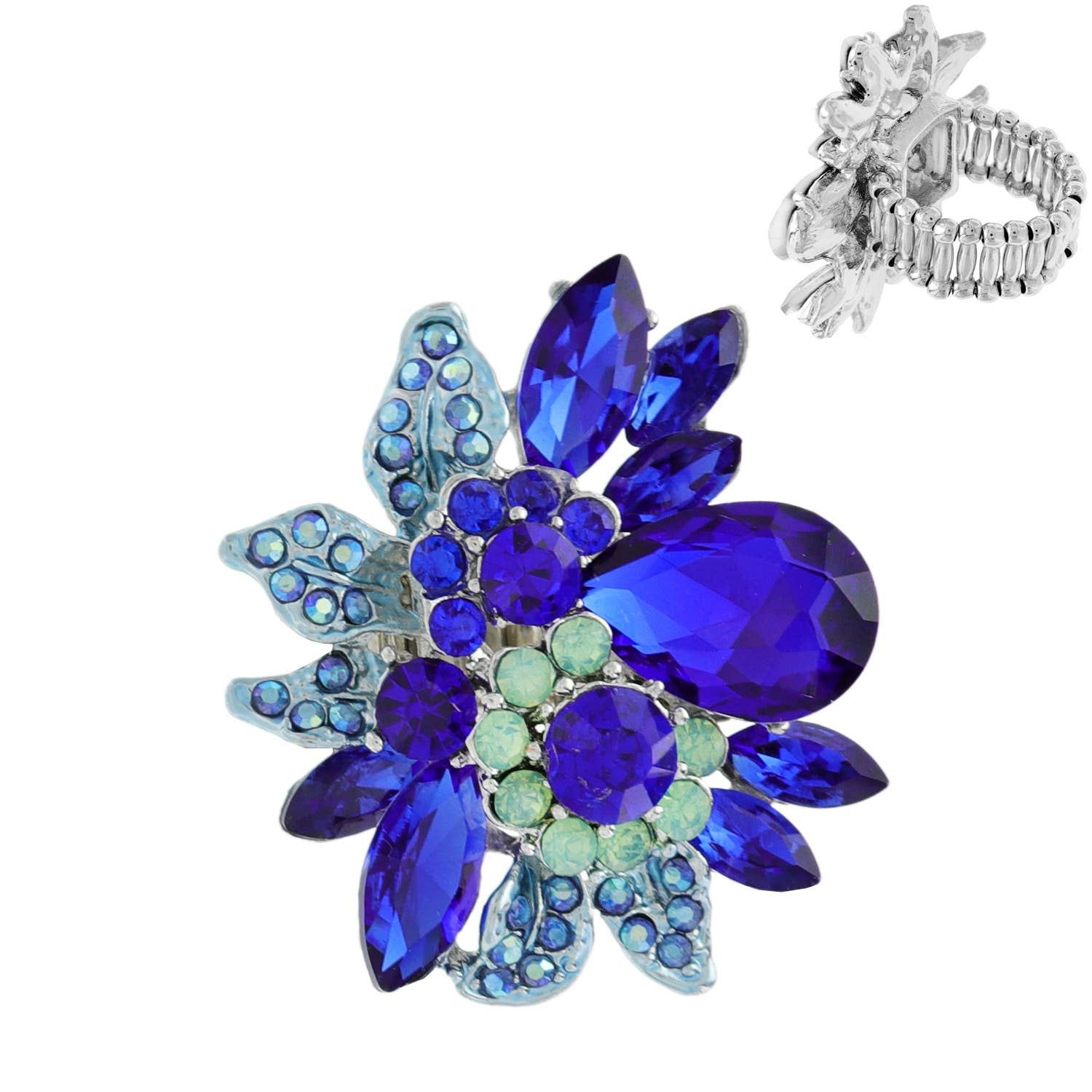 Vintage Crystal Gemstone Floral Stretch Ring