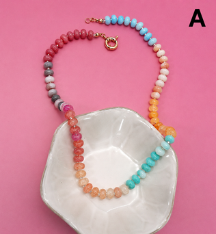 Rain - Natural Stone Semi-Precious Glass Mixed Necklace