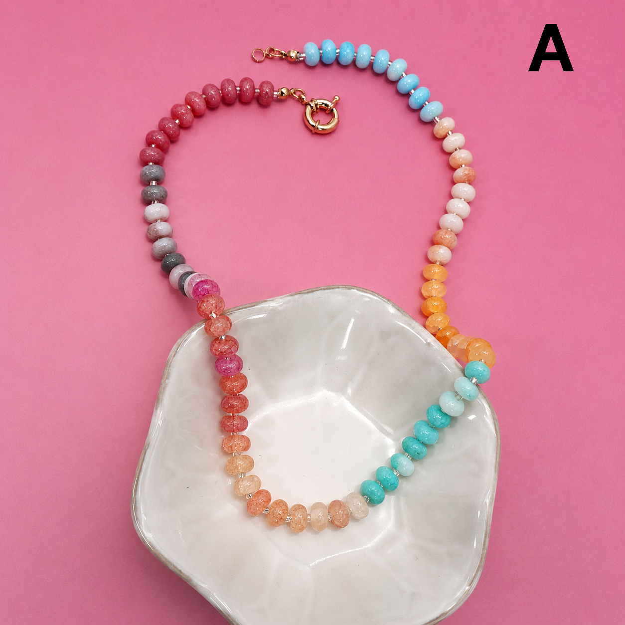 Rain - Natural Stone Semi-Precious Glass Mixed Necklace