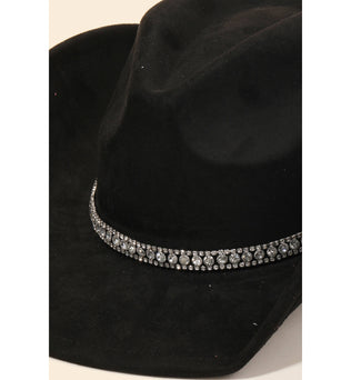 Kaci-Rhinestone Studded Strap Cowboy Hat