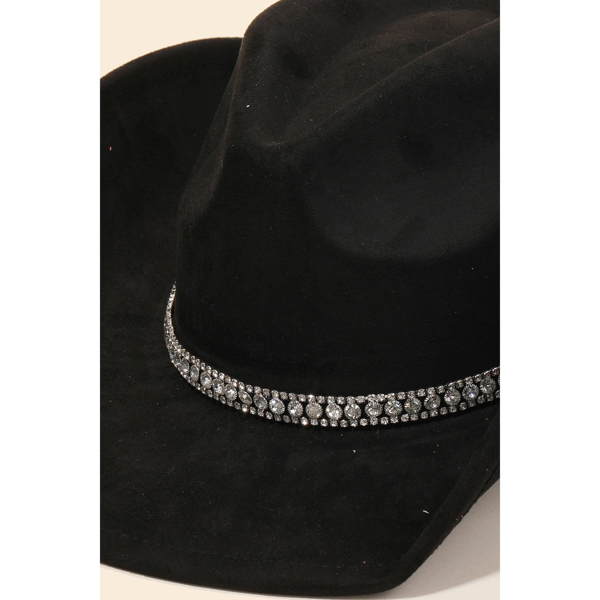Kaci-Rhinestone Studded Strap Cowboy Hat