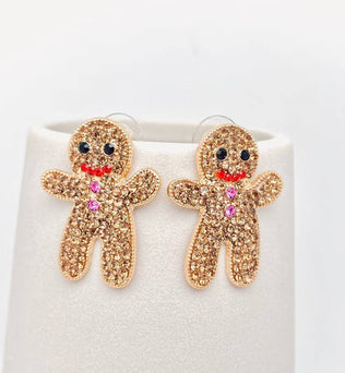 Rhinestone Gingerbread Man Post Earrings