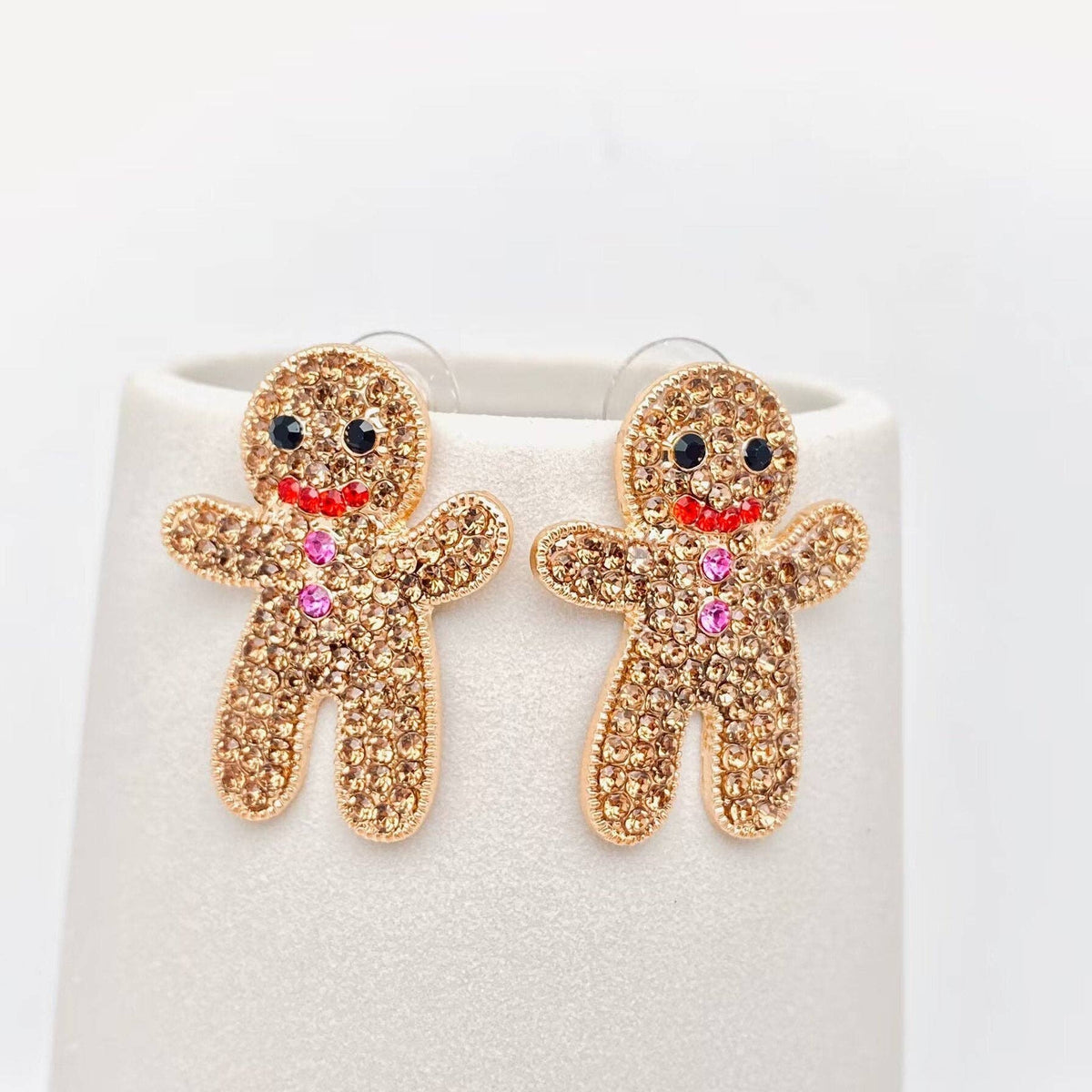 Rhinestone Gingerbread Man Post Earrings