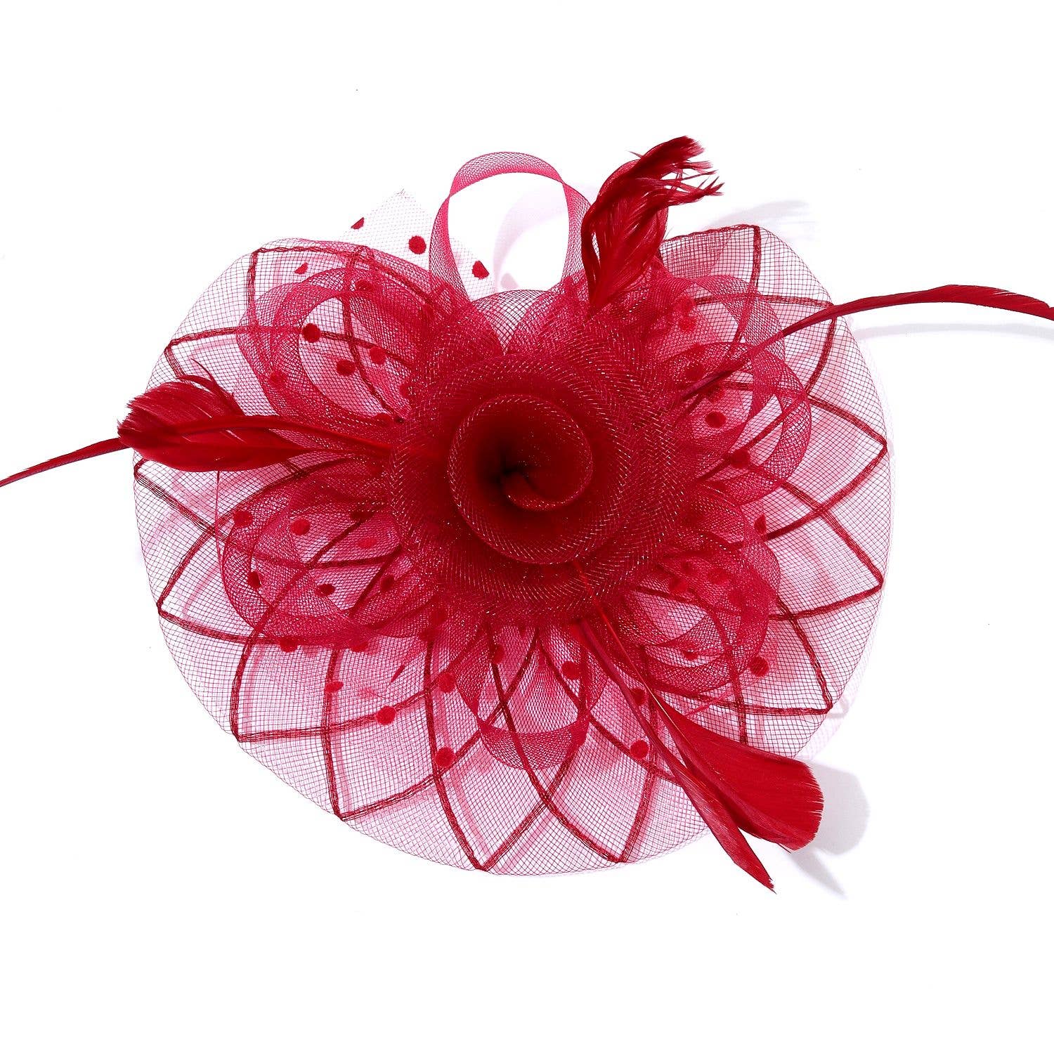 Polka Dot Mesh Flowers Top Flappy Fascinator