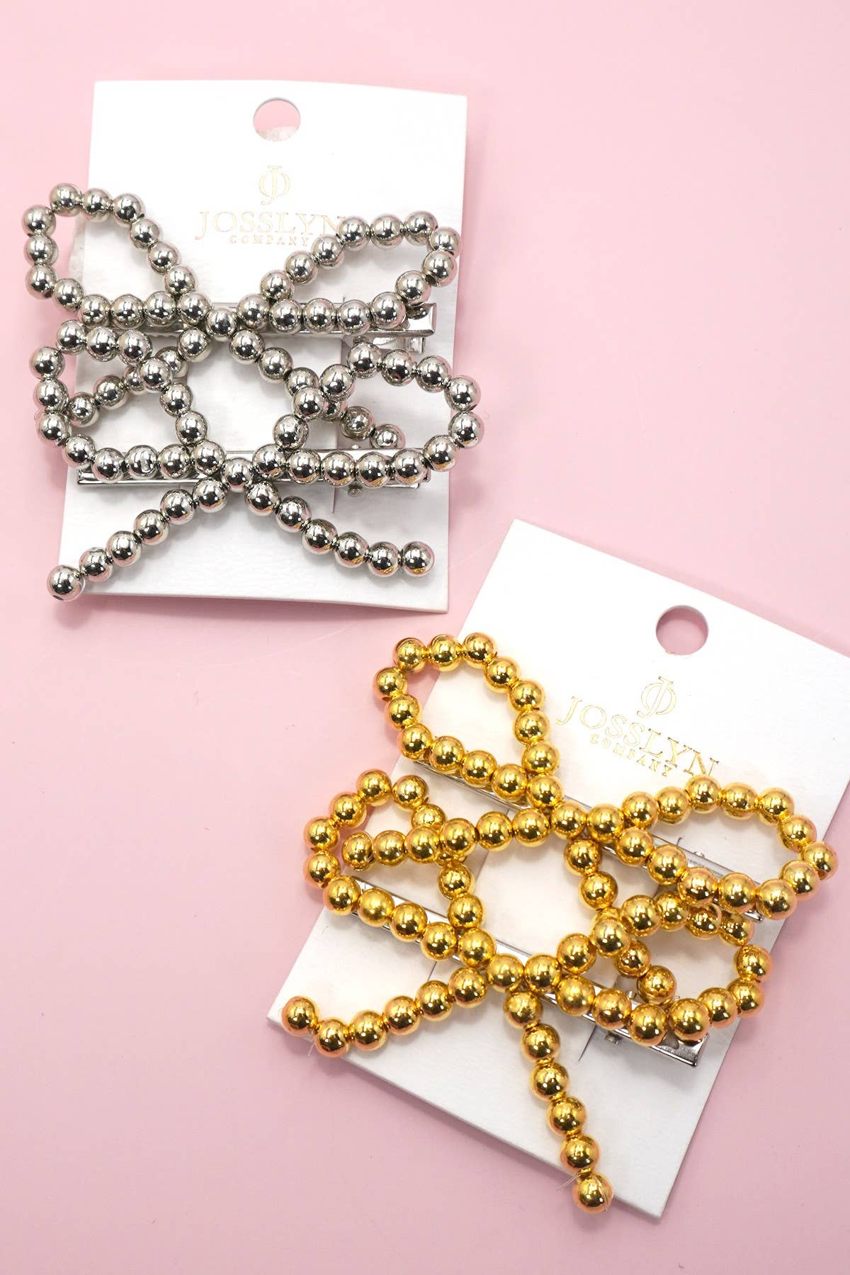 LARGE BALL CHAIN BOW HAIR CLIP SET OF 2
