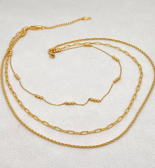 Sasha-18K Gold-plated Stainless Steel 3-layer Chain Necklace