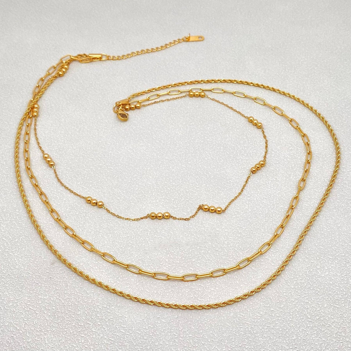 Sasha-18K Gold-plated Stainless Steel 3-layer Chain Necklace