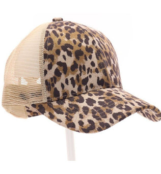 Leopard Criss-Cross High Pony Ball Cap