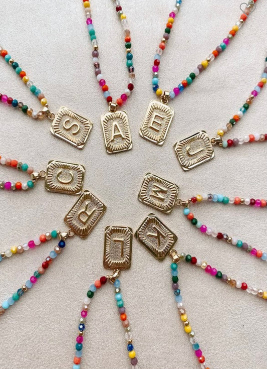 Multi Colored Initial Necklace