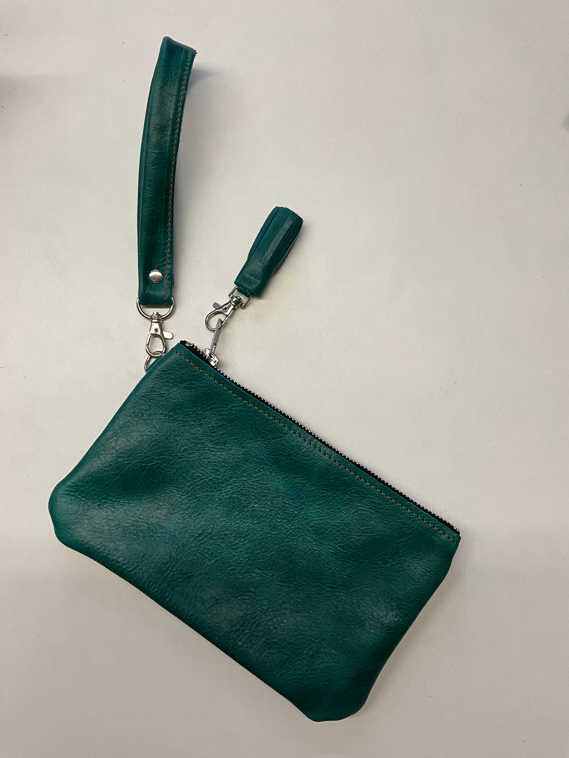 Plain leather wristlet