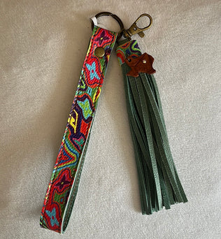 Leather Wristlet Keychain/ Fringe