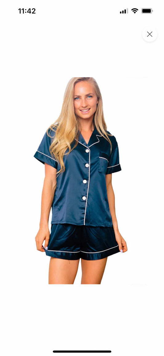 Satin pajama short sets