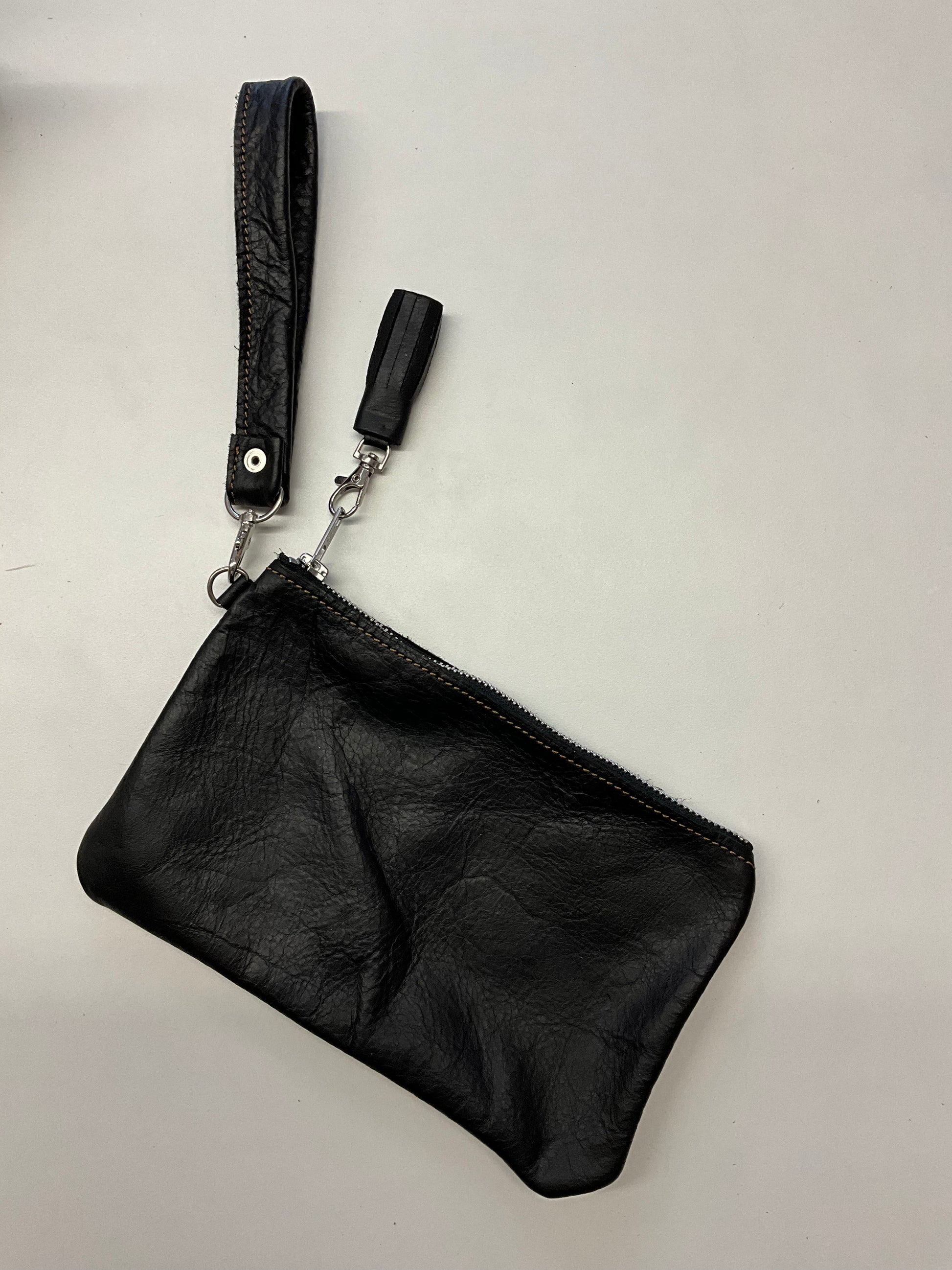 Plain leather wristlet