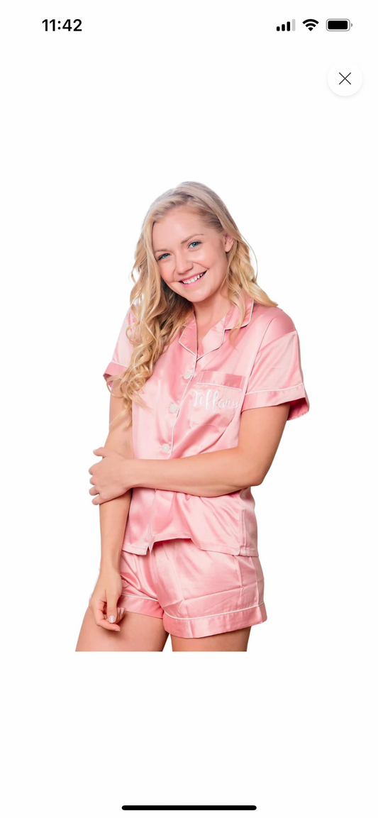 Satin pajama short sets