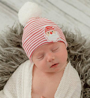 Newborn Hospital Hat For with Yarn Pom Pom