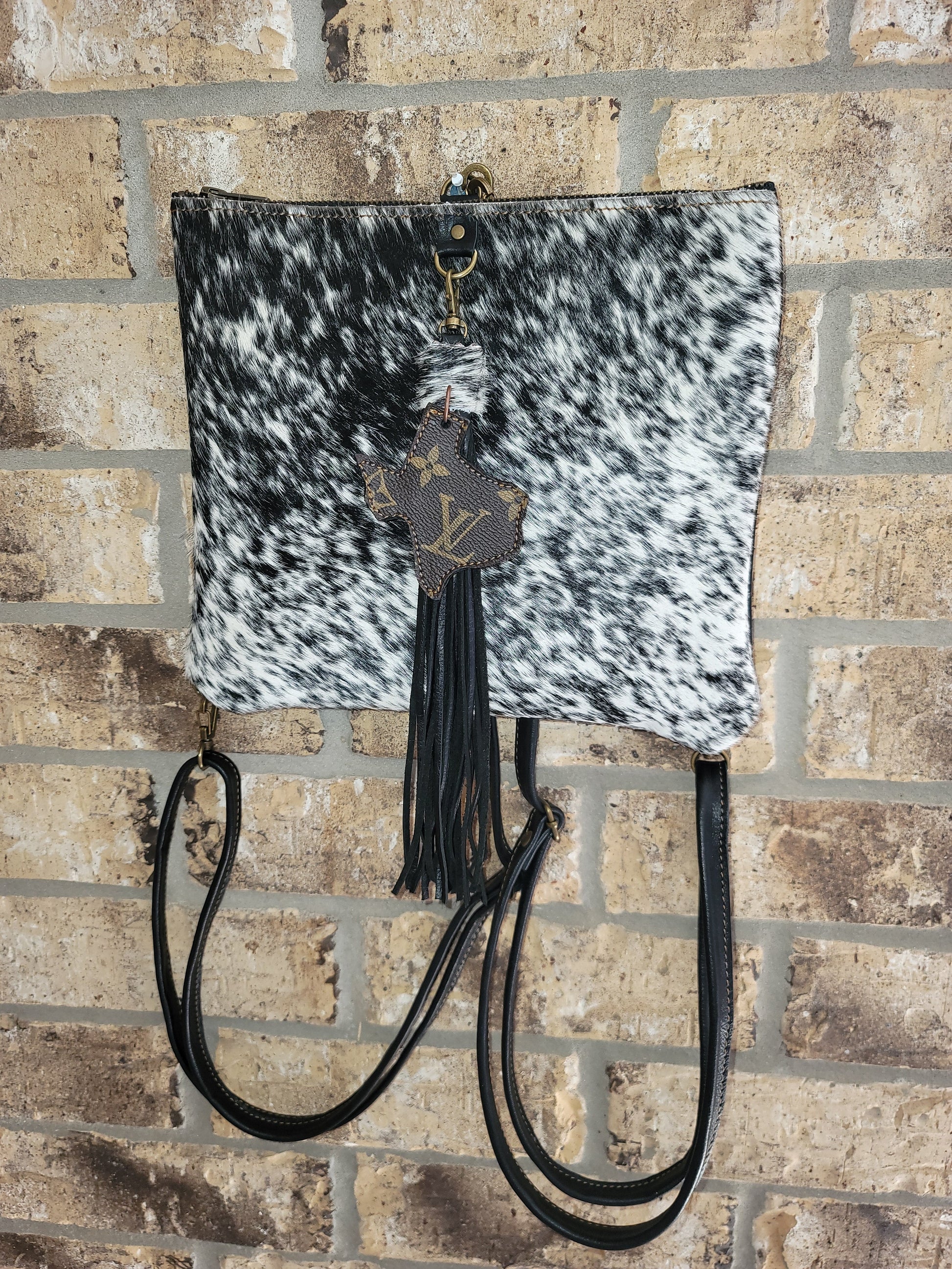Black and White Cowhide Custom Leather Backpack