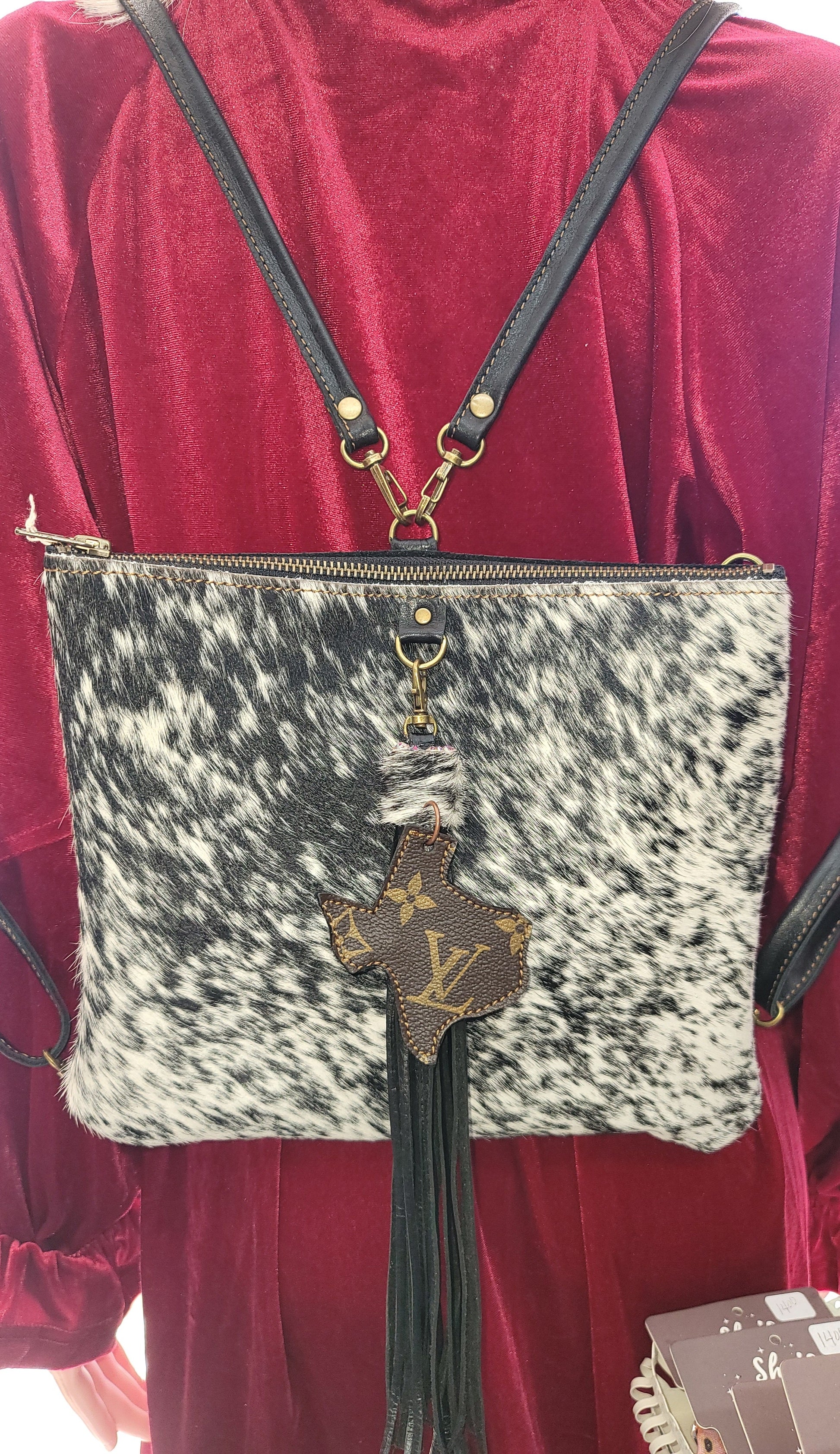 Black and White Cowhide Custom Leather Backpack
