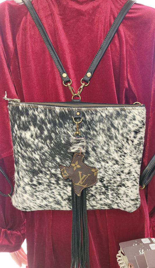 Black and White Cowhide Custom Leather Backpack