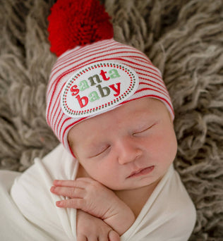 Newborn Hospital Hat For with Yarn Pom Pom