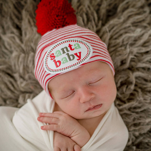 Newborn Hospital Hat For with Yarn Pom Pom