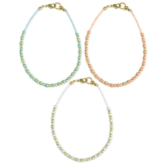 Islander - Gold & Pastel Bead Anklet