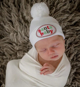 Newborn Hospital Hat For with Yarn Pom Pom