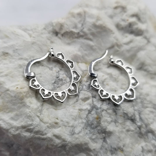 Lotus Drop Hoop Earrings