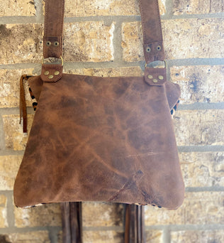 Serape Leopard Leather Fringe Bag