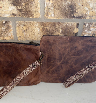 Snake Skin Leather Wristlet