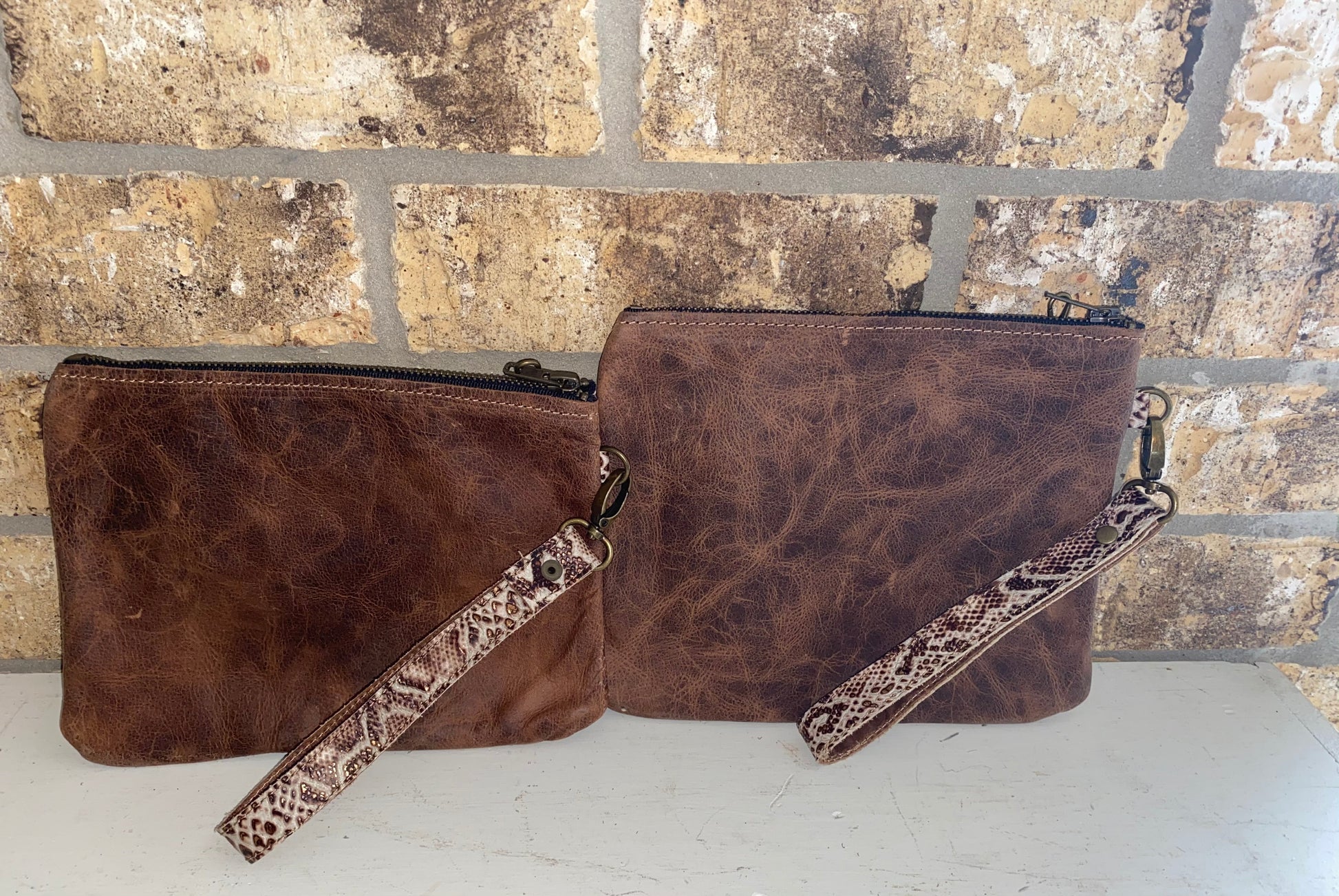 Snake Skin Leather Wristlet